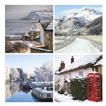 UK Greetings Weihnachtskarten, Motiv: britische Schneelandschaften, verschiedene Wohltätigkeitsorganisationen, in 4 Designs, 12 Stück
