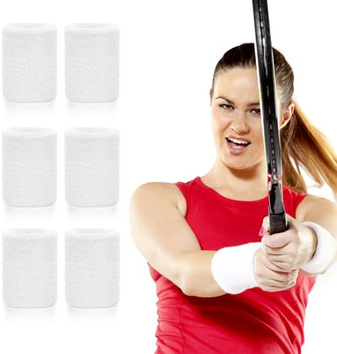 6 Stück Schweißbänder Set, Schweißbänder Sport Armband Baumwolle Schweißband für Männer und Frauen, gut für Tennis, Basketball, Laufen, Fitnessstudio, Training