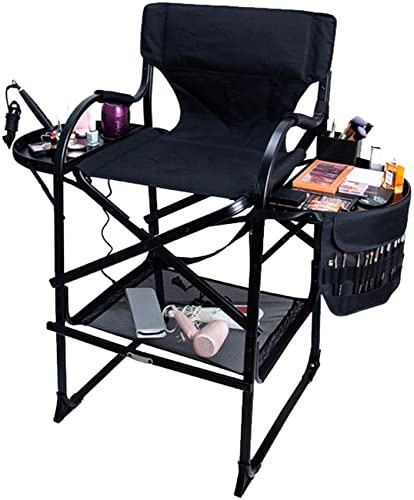 Outdoor Folding Makeup Artist Chair/Portable Aluminum High Director's Chair/With Headrest And Footrest/Suitable For Camping, Lawn And Movie Casts (Color : B)