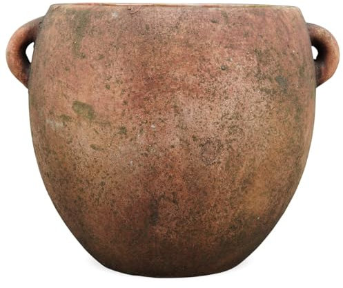 matches21 Beautiful Planter in Antique Style Terracotta - Planter in Terracotta with Handles for Outdoor and Indoor Plants - Great Planter with 26 cm Diameter