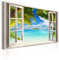 murando - Wandbilder Fensterblick Vlies Leinwandbild 1 tlg Kunstdruck modern Wandbilder XXL Wanddekoration Design Wand Bild - Fenster Insel Meer See Strand Himmel Landschaft Natur
