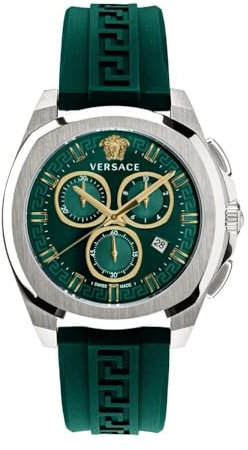 Versace Herren Armbanduhr Chronograph Chrono GEO grün, Silber 43 mm VE7CA0223