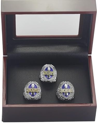 QWEOHBUA 3PCS Fantasy Football Ringe 2021 bis 2023 Championship Rings Collection FFL Championship Trophy Geschenkbox Ring Display Box (Size : 11)