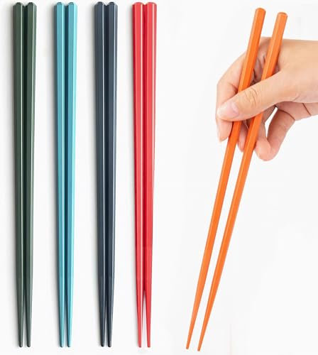 Juego de 5 pares de palillos chinos de fibra de vidrio, palillos de fibra de vidrio reutilizables, aptos para lavavajillas, ligeros y fáciles de usar (Multicolor)