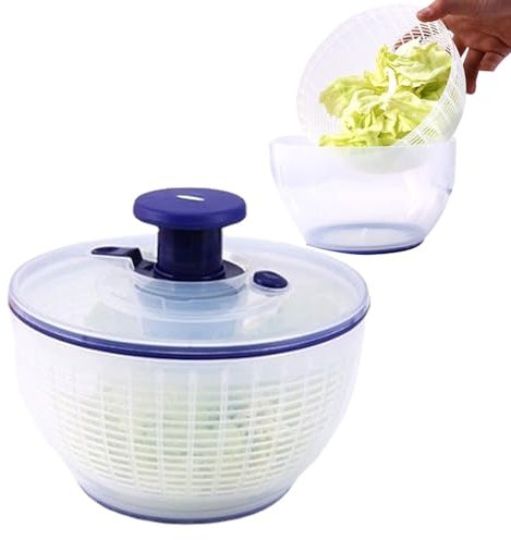 Limpiador de frutas, secadora de verduras, herramienta para preparar ensaladas, con mango de bomba simple, cuenco para limpieza de frutas, cuenco para lavar frutas, centrifugado para frutas y verduras