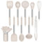 Homikit 10 Stück Küchenhelfer Set, Silikon Küchenutensilien Kochbesteck mit Edelstahlgriff, Antihaft Kochutensilien Set mit Utensilienhalter - Khaki