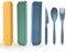 Grande set di utensili riutilizzabili con custodia, 3 set di utensili da viaggio con custodia, set di coltelli, forchette e cucchiai, per il pranzo, campeggio, picnic, lavoro o uso quotidiano (giallo,