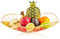 LINXIU Metal Fruit Basket Stand - Decorative Countertop Fruit Bowl with Wire Rack for Vegetable Snacks (Gold)