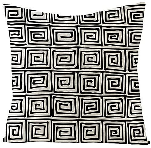 Kissenbezug 60x60 Schwarz Couchkissen Superweicher Baumwolle Hanf Kissenbezüge Resistent Atmungsaktiv Kopfkissenbezug Verdecktem Zip Voll Waschbar Sofakissen 60x60cm/1 Pcs