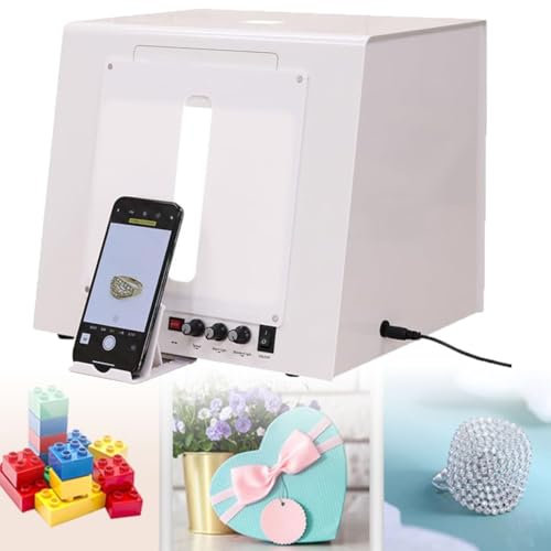 Photo Studio Photography Light Box, Dimmable Jewelry Shooting Tent Softbox, Softbox Dimmable Rotating Turntable for Jewelry Photography Video 3D Scanning,30cm