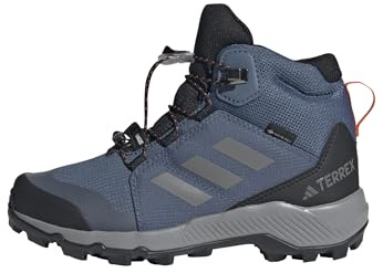 adidas Unisex Kinder Terrex Mid Gore-TEX Hiking Shoes Kids, Wonder Steel/Grey Three/Semi Impact Orange, 33 EU