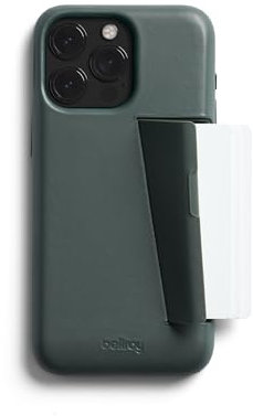 Bellroy Phone Case – 3 Card für iPhone 15 Pro Max (Leder-iPhone-Hülle, Handy-Geldbörse) - mit Zusatztaste - Everglade (Retrofit)