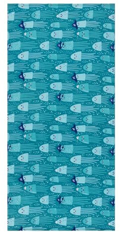 Maisonette Strandtuch Kinder 100% Baumwolle Groß - Reise Strandlaken Schnelltrocknend - Strandbadetuch Leicht Für Mädchen & Jungen (75x150 cm), Jellyfish