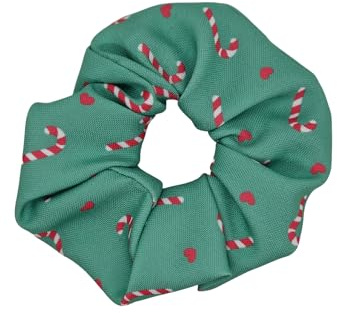 Christmas Scrunchie Haargummi Weihnachten grün Zuckerstangen 90er Haarschmuck Haaraccessoires