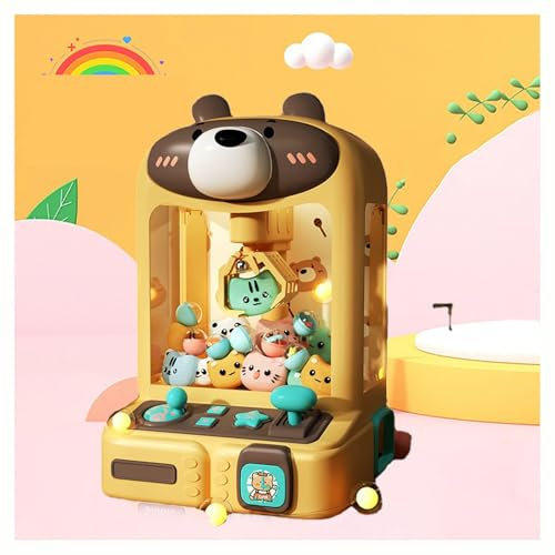 TYBEITAO Machine à Pince Fête Foraine avec Lumières Et Musique,30 Peluches Et 10 Gashapons ， Machine Attrape Bonbon Jeu Amusant Et Cadeau pour La Fête De Noël,Bear