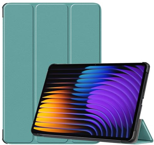 YRH per Custodia Xiaomi Pad 7 11.2 pollici 2024, [Auto Wake/Sleep] Ultra Slim Pelle Stand Cover per Tablet Xiaomi Pad 7 Pro (Verde scuro)