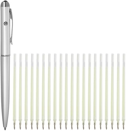 Bolígrafo de tinta invisible, 1 bolígrafo con 20 recambios, bolígrafos espía para escribir mensajes secretos para bolsas de fiesta, marcador de luz LED UV, bolígrafos secretos