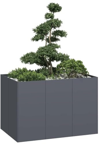 Juroupi Jardinière Anthracite 120x80x80 cm Acier,Jardiniere sur Pieds,Bac avec Treillis,Jardiniere Terrasse