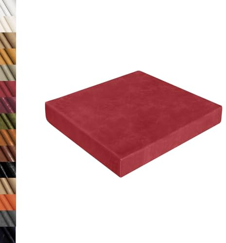 Lsjoaw Quadratisch Sitzkissen 40X40X5CM Wachslederstoff Bodenkissen Stuhlkissen Waschbar Stuhlauflage Rutschfestes Barhocker-Kissen AbnehmbarerBezug Color#9 Rot