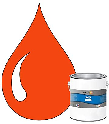 POK Peinture extérieure bois - Résistante aux intempéries BOIS - 1L - RAL 2004 Orangé pur