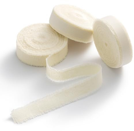 AOKSUNOVA Ruban en coton - Ruban en tissu - Ruban cadeau en coton - Blanc crème