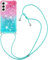 VooDirop Handykette Handyhülle kompatibel mit Samsung Galaxy A20e/ A10e Hülle Gradient Glitzer Flüssig Hülle mit Band Kette Schutzhülle Weiche Flexible Transparent TPU Stoßfest Case Cover
