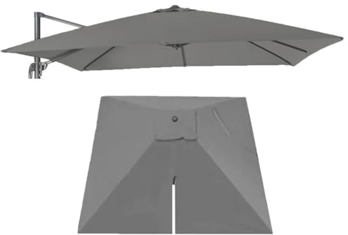 RTVGNSZSJL 8 Varillas Cuadrada Toldo De Repuesto para Sombrilla Voladizo 3x3m 2.5x2.5m Tela De Repuesto para Sombrilla De Mercado，Protección UV Cubierta para Sombrilla(Grey,3x3m (10'x10'))