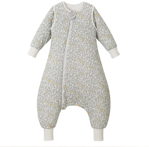 Nivolltha Schlafsack mit Füßen 3.5 TOG Baumwolle Grafik XS | 100% Baumwolle warmer Winterschlafsack mit Füßen, abnehmbare Ärmel, Seitenreißverschluss & Druckknöpfe, 80-90cm, 1-2 Jahre