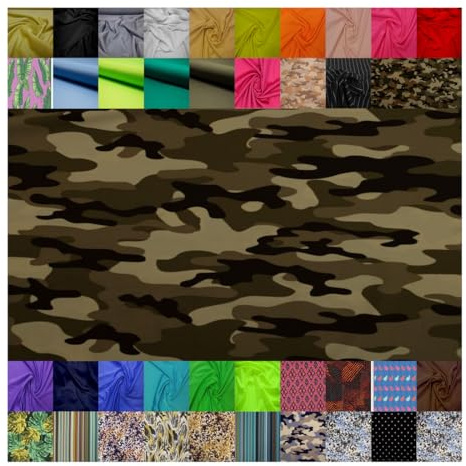 Fabrics-City bunt-oliv/camouflage Meterware oeko-Tex hoch elastischer Badeanzug Jersey Stoff Badeanzugstoff Bade Jersey Bikini Badeanzug 4 Way Stretch Fabric Bademode elastisch Sport, 5462