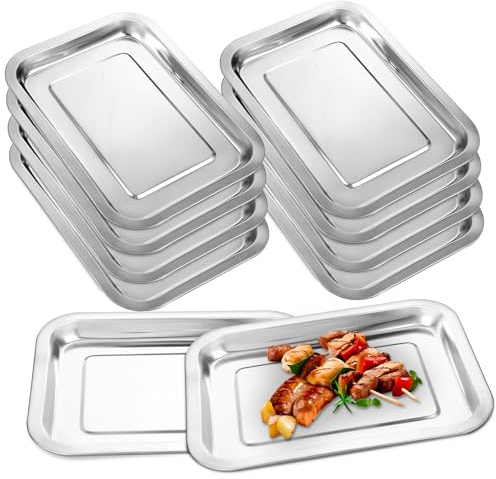 ARTSEWPLY 10 piezas Bandejas de Horno de Acero Inoxidable Planas y Resistentes para Hornear Galletas Repostería y Servir Reutilizables y Duraderas para Cocina y Profesional