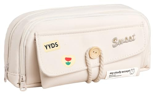 TYXHXTF Federmäppchen Pencil case mit grossem Fassungsvermögen, Cute Pencil Case Federmäppchen Weiß für Mädchen Teenager, Federtasche Stiftetasche Stiftemappe PencilCase Schulmäppchen für Schule, Büro