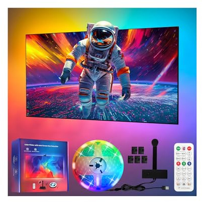 GHPFLOXQY TV LED Backlight with Screen Sync, 5m Cuttable LED Strip Lights for 75-85 Inch TV & PC Monitor, Music & Game Sync Colour Changing Lights