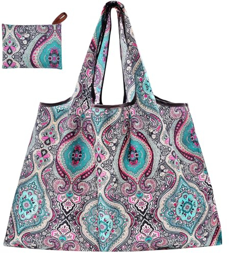 CHEESANHERR Faltbare Einkaufstasche, Einkaufsbeutel Faltbar Groß, Stoffbeutel Wiederverwendbare, Shopping Tote Bag Faltbare Tasche Stofftasche Leichte für Einkauf, 53 X 66 cm