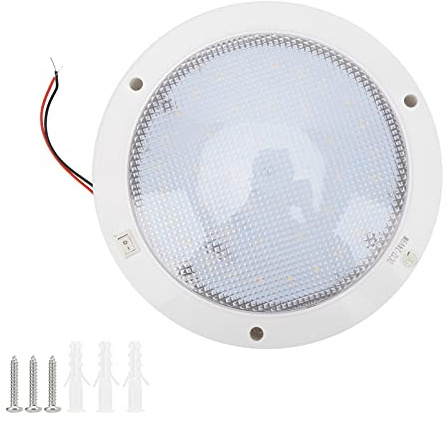 LED-Panel-Leuchte mit Schalter, 12 V, 300 lm, Solar-Deckenleuchte, LED-Panel-Downlights für Schiff, Boot, Wohnmobil, Anhänger, Küche, Dachschrank (Warmes Weiß)