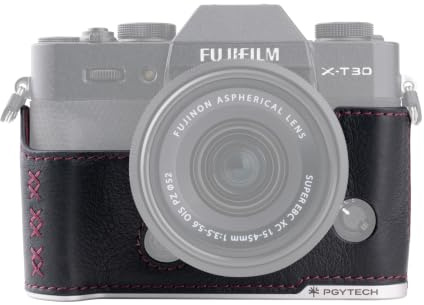 PGYTECH Kamera Echtleder Halbtasche für Fujifilm, Vintage Camera Case | Passend für Fujifilm X100VI, Aluminiumbasis, SD-Kartenfach, 1/4-20 Stativgewinde, Öse zur Gurtbefestigung, Schwarz
