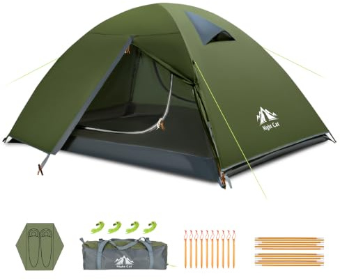 Night Cat Tenda da Campeggio per 2 Posti: Tenda Impermeabile Leggera Montaggio Rapido per Trekking Escursioni