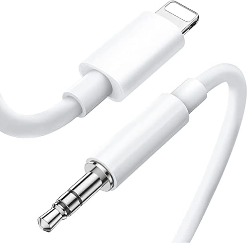 Aux Cable for iPhone in Car 3.5mm Aux Cord Compatible with iPhone 14/14 Pro/14Pro Max/13/13 Pro/12/12 Pro/11 Pro/11/Xs/XR/X/8/7 for Car Stereo/Headphones/Speaker Support All iOS System-White(1M)