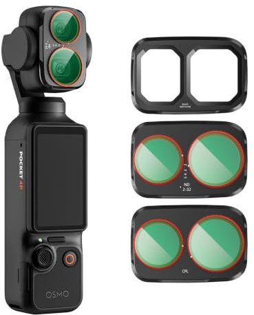 CPL & ND Filter Set für DJI OSMO Pocket 4P Zubehör, 3er Pack Filterset für DJI Osmo Pocket 4 Pro Vlog Kamera, CPL + Verstellbarer VND ND2-32 + Black Mist 1/4, HD-Optisches Glas, Multi-beschichtet