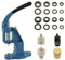 GETMORE Parts Ösenpresse + Ösenwerkzeug + Lochwerkzeug + 100 Ösen, Messing, rostfrei - antik, 17 mm