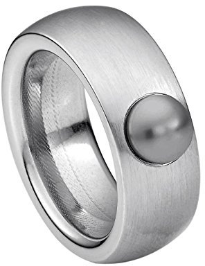 Heideman Damen Ring coma Schmuckring Fashionring silber farbend matt aus Edelstahl mit Perle grau von | Ringgröße: 48