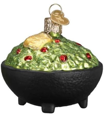 Old World Christmas Avocado Guacamole Glas geblasenes Ornament für Weihnachtsbaum, handgefertigte Feiertagsdekoration, Lebensmittelsammlung