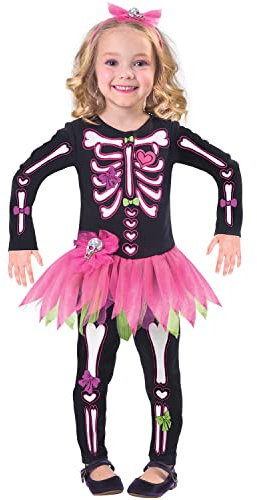 amscan 9903400 Squelette hochet d'os – Costume d'Halloween pour enfant fille 4-6 ans