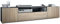 Vladon Mobiletto Mogan, Mobile TV con 2 Ante, 1 Anta a ribalta e 1 Scomparto a Giorno, Nero Opaco/Rovere Grezzo (181 x 39 x 35 cm)
