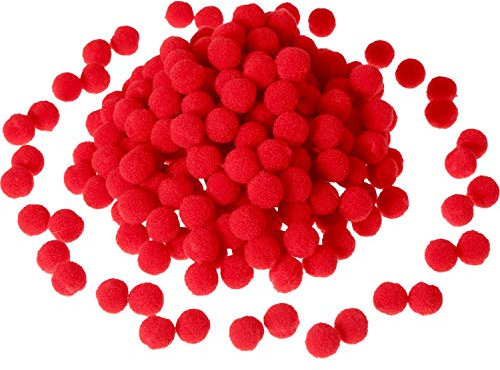 Sumind 250 Stück Mini Pompoms Kleine Flauschige Pom Poms für Deko Weihnachten Kunsthandwerk DIY, Rot (12 mm)