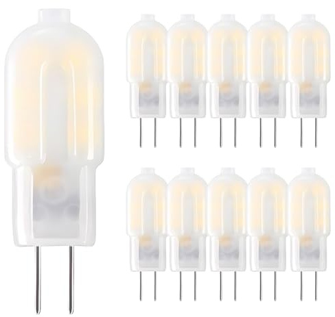 HUAMu 2W G4 LED Lampe Birne, 180LM, Ersatz für 20W Halogenlampen,12V AC/DC, 6000K Kaltweiss,360° Abstrahlwinkel, LED Birnen, LED Leuchtmittel, 10er Pack