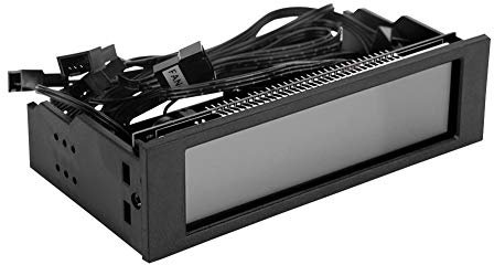 Computer Fan Controller, 5-Fans Speed CPU Temperature Sensor Controller Computer Cooling Fan Drive Bay Front LCD Panel