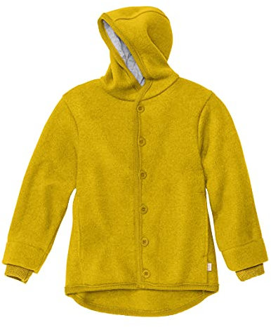 disana WALK-JACKE, 100% Bio-Merinowolle GOTS, IVN Best | mit Kapuze | Baby Kleinkind Kind Unisex | Made in Germany | Curry Gr. 98-104