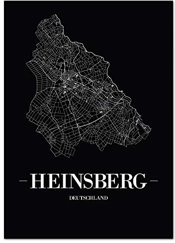 JUNIWORDS Stadtposter - Wähle Deine Stadt - Heinsberg - 30 x 40 cm Poster - Schrift A - Schwarz