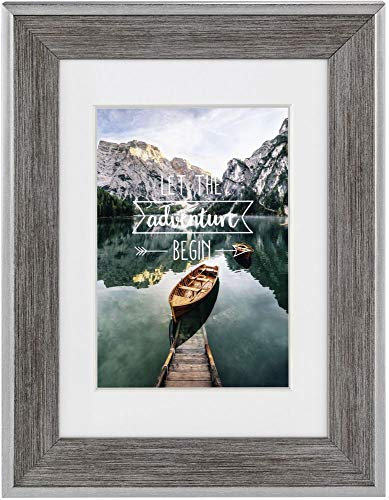 Hama Kunststoff-Bilderrahmen Sierra (Rahmen 30 cm x 40 cm, Rand 25 mm x 19 mm, für Fotos der Größe 20 cm x 28 cm, Spiegelglas, Polystyrol (PS), mit Haken) grau