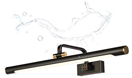 QJUZO LED Spiegelleuchte Bad Vintage,Badlampe Messing Spiegellampe Badezimmer Retro Make Up Licht Schwarz Spiegellicht Antik Wandleuchte Schminklicht Für Spiegel Schminktisch,4000K,L57CM/11W